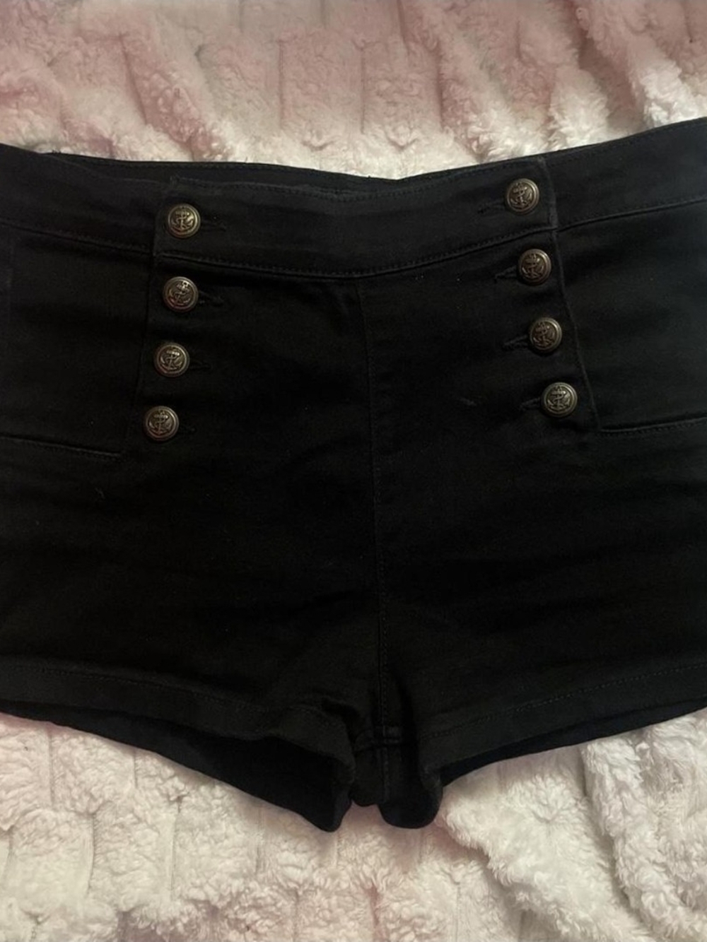 Cello High-Waist Black Button Sailor Shorts